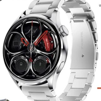 Smartwatch deportivo plata con correa metalica